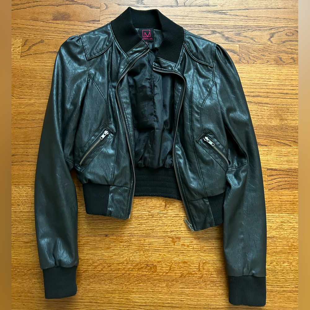 Faux leather bomber style jacket